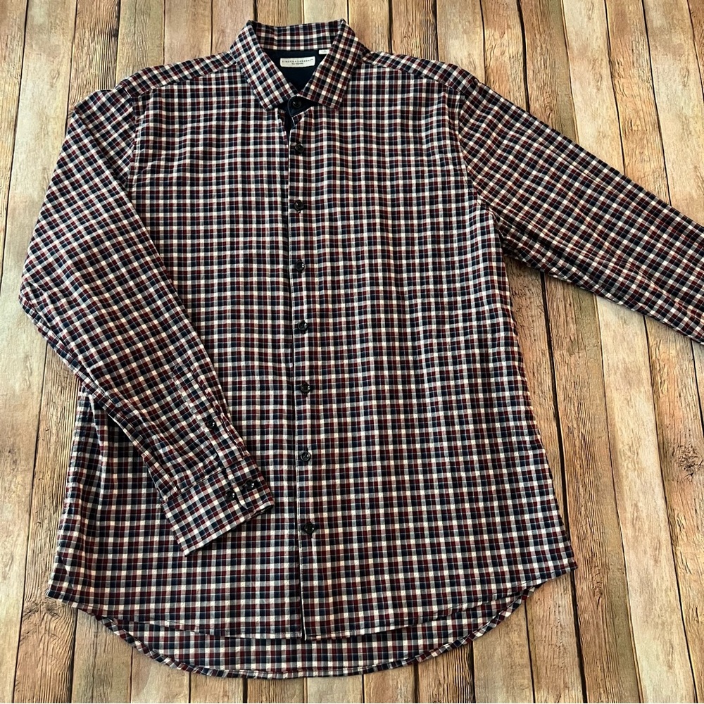 Singer Sargent mens long sleeve casual plaid button down shirt | size large